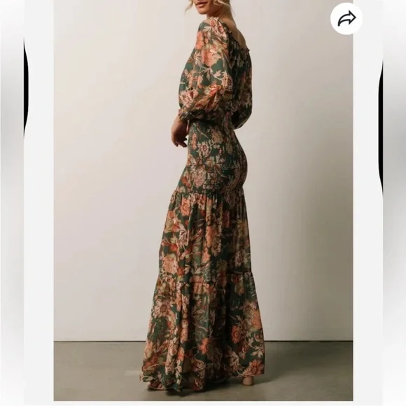 Flying Tomato Off The Shoulder Smocked Floral Maxi Dress Medium NWOT - Picture 4 of 11